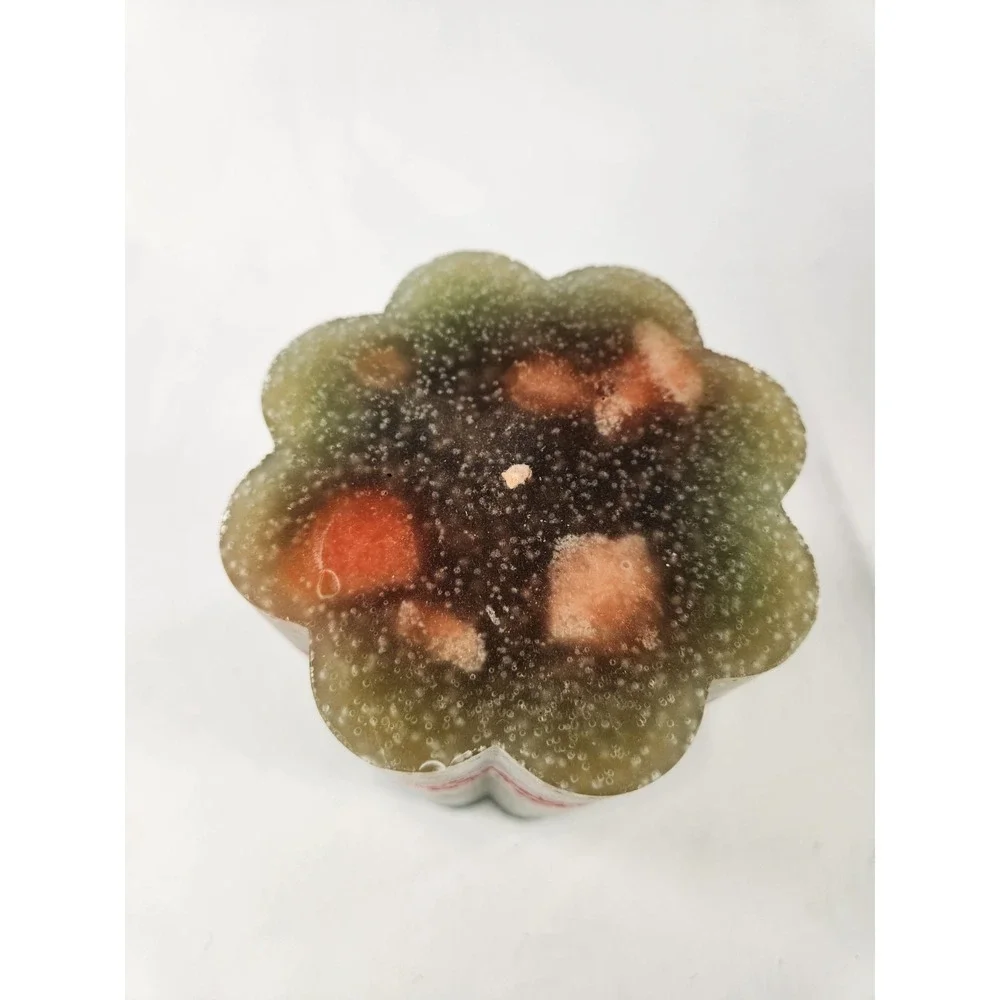 Wicks N More Large Scalloped 5x7 Colorful Layer Candle Green Red Blue‎